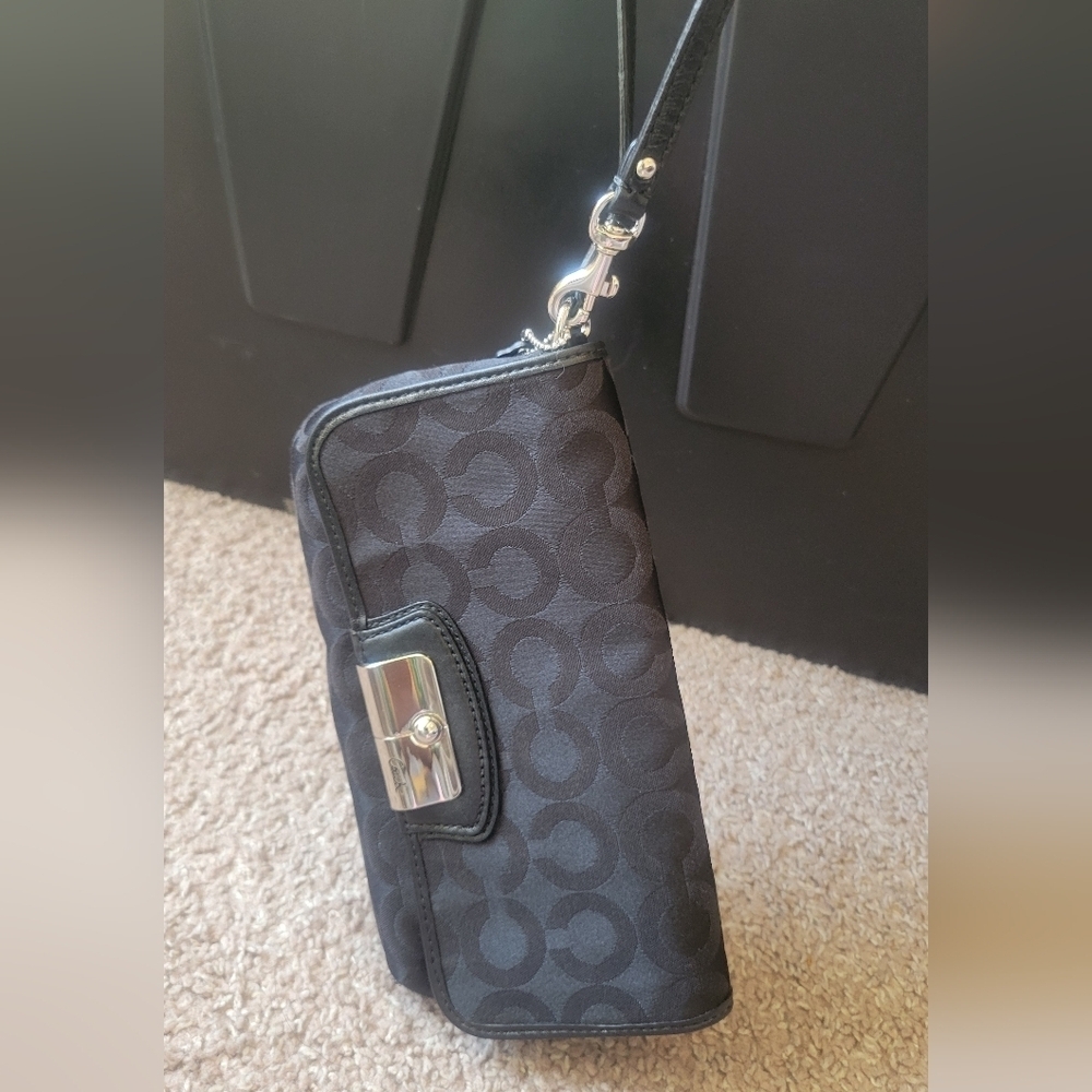 Black Coach Wristlet with Silver Accents - Picture 8 of 15